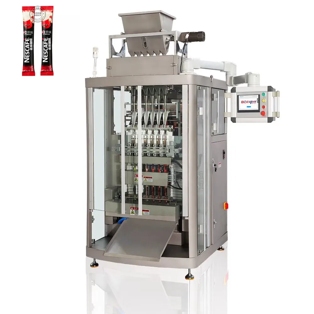 vertical multi line 6 lanes stick coffee powder automatic packaging machine for coconut powder