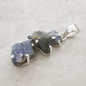 Pendentif Labirinte en argent sterling 925 fait à la main avec motif de numéro unique solide de pierre précieuse brute pour cadeau - Product Image 3