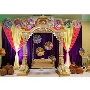 Boda de madera elefante Jhoola/Swing tradicional de boda doble pilar elefante Swing comprar tallada a mano de la boda de elefante - Product Image 1