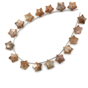 Piedra lunar marrón de 10 a 11 mm, facetada en forma de estrella, 17 cuentas en un hilo para la fabricación de joyas. - Product Image 3