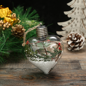 Décoration de Noël SHUANGYUAN, <span class=keywords><strong>boules</strong></span> de décoration d'arbre suspendues en forme de cœur, matériau PET transparent, éclairage LED - Product Image 3