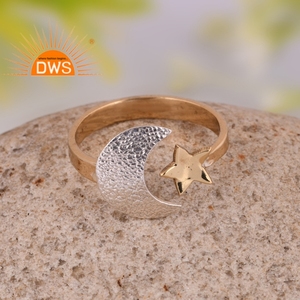 Bague en argent sterling fin plaqué or, motif croissant de lune, faite à la main, best-seller 2026, fabricant de bijoux en argent - Product Image 5