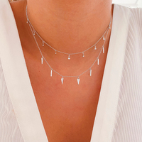 ROXI — Mini collier en argent Sterling S925, Mini goutte d'eau, diamant, Style empilé, chaîne de clavicule