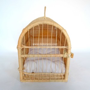 Lit pour chat en rotin naturel de haute qualité, écologique, mignon et luxueux, avec motif animal, canapé pour animaux de compagnie avec housse amovible, lavage à la main - Product Image 2