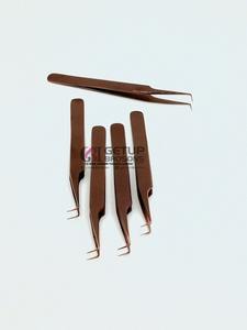 Nuevas pinzas profesionales de Extensión de pestañas de acero inoxidable de 90 grados, oro rosa liso con logotipo personalizado, instrumento de belleza - Product Image 5
