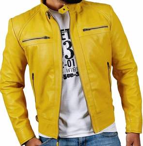yellow leather blazer