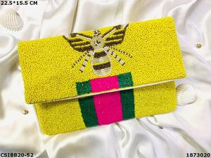 Bolso de Mano Tipo Clutch de Lona con Bordado de Mariposa, Diseño Bohemio, Cuentas, Cierre Magnético, Forma de Sobre, Forro de Algodón para Mujer - Product Image 5