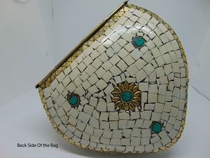 Handmade White Mosaic Clutch Bags & Handbags for Women - Product Image 2