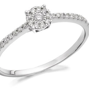 Bague Halo en or blanc 14 carats avec diamant rond naturel de 1/2 carat pour femme |   Cadeau de fiançailles classique, cadeau d'anniversaire, bijoux élégants et raffinés - Product Image 1