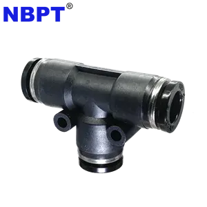 T Shape Push To Connect One Touch Tee Fitting PUT Series Air Pneumatic 3Way Equal connector by NBPT