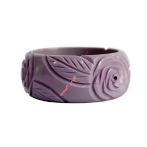 Vintage <b>Inspired</b> Wholesale Flower Carved Bakelite Bangle <b>Bracelet</b> Jewellery - Product Image 1