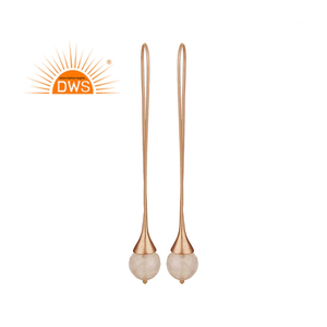 Boucles d'oreilles en argent sterling 925 avec pierres précieuses en quartz rose naturel design fait à la main pour femmes fabricant de bijoux - Product Image 1