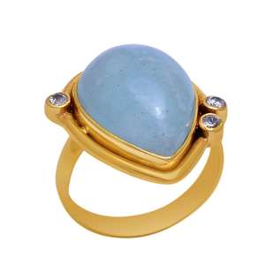 Anillo De piedras preciosas aguamarina con forma De pera genuina, Plata De Ley sólida hecha a mano, joyería De Zirconia cúbica para mujer, venta al por mayor, Casa De Plata - Product Image 1