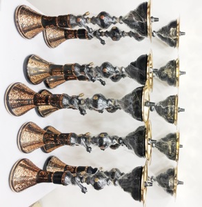 Farida Luxury Egyptian Mini Hookahs Solicast Series with Elegant Lacquer Finish Brass & Stainless Bent Type - Product Image 4