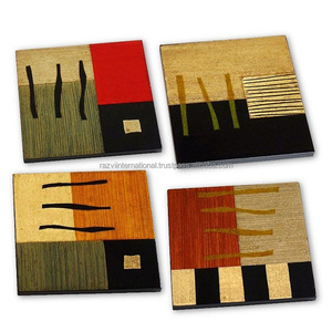 Tapis et sous-plats carrés en bois écologiques au design classique pour la décoration intérieure, diamètre 100 mm, épaisseur 4 mm, lot en vrac - Product Image 1