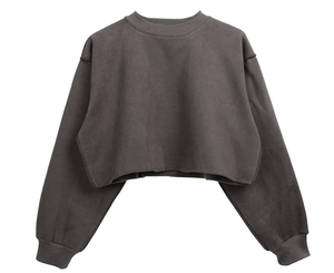 เสื้อครอปแขนยาวแบบสวมศีรษะสำหรับผู้หญิง,เสื้อครอปแขนยาวพิมพ์ลายแบบธรรมดาเซ็กซี่ - Product Image 2