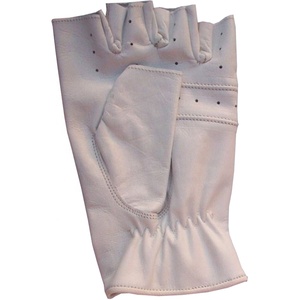 High Quality White Color Genuine Leather Finger Less Cycling Gloves Keven Impex Breathable Summer Unisex Custom logo Wholesale - Product Image 2