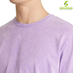 Venta al por mayor 250gsm Oversized Acid Wash Knit Tee Hombres camiseta lisa en blanco - Product Image 6