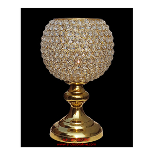 Globe en cristal fait main fête de noël éclairage décoration métal plaqué or rond T lumière bougeoir pour la décoration intérieure - Product Image 1