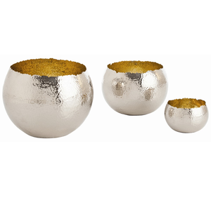 Lot de 3 En Métal Martelé Intérieur Or Argent Dehors Offre Spéciale Nouveau Design Bonbons Bols Bols de Fruits - Product Image 1