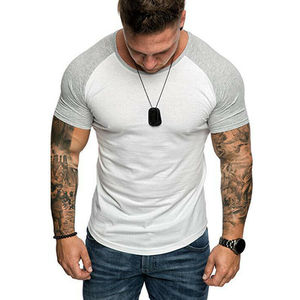 T-shirt manches courtes pour hommes, couleur unie, Slim, pour la musculation, avec impression personnalisée - Product Image 2