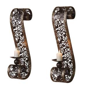 Juego de 2 candelabros de Metal Vintage con acabado marrón, luces LED decorativas montadas en la pared, aluminio de alta calidad, decoración navideña para el hogar al aire libre - Product Image 1