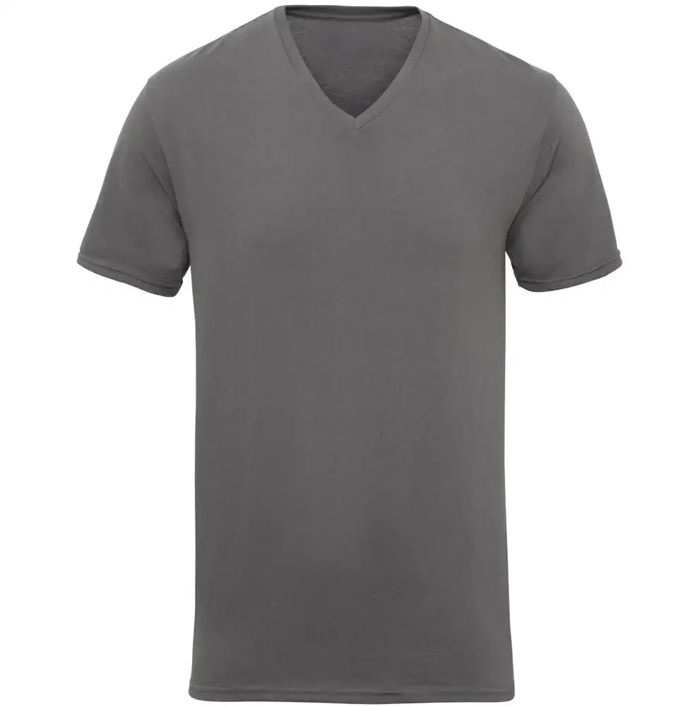 メンズ綿100% プレーンライトグレーネイビーブルーダークグレーVネック半袖シンプルベーシックサマーシャツ