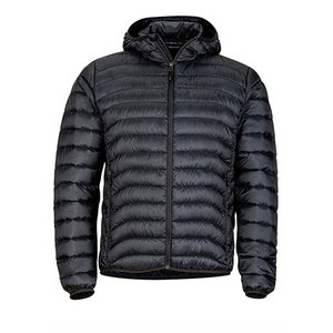 Men's Long Lightweight Canvas Puffer <b>Jacket</b> Water-Resistant <b>Packable</b> Design with Embroidery for Winter - Product Image 1