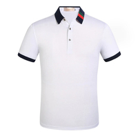 Chemise décontractée à col roulé en mélange de coton tissé de qualité, couleur personnalisée, logo personnalisé pour homme, coupe classique, manches courtes