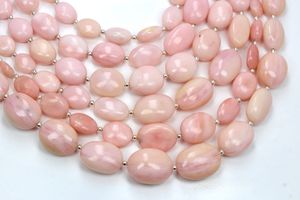 ลูกปัดหินโอปอลสีชมพูธรรมชาติทำด้วยมือทรงรีเรียบขนาด8นิ้ว - Product Image 6