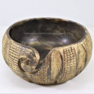 Soporte para bolas de hilo, cuencos de madera con aspecto antiguo para tejer a ganchillo, disponible en varios tamaños de la India - Product Image 2