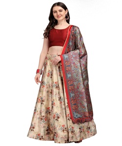 À la mode coton soie broderie feuille miroir travail lehenga choli avec dupatta fête porter prix de gros ethnique vêtement vêtement - Product Image 4