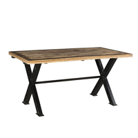 Table à manger convertible et pliable en bois massif au design industriel, pieds en métal, forme rectangulaire, hauteur réglable, mobilier pour la maison
