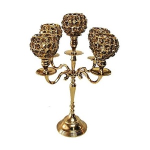 Designer Gold Plated Metal <b>Candelabra</b> Superior Quality handmade Candle Holder Customized Shape Designer New Metal Candle Stand - Product Image 1