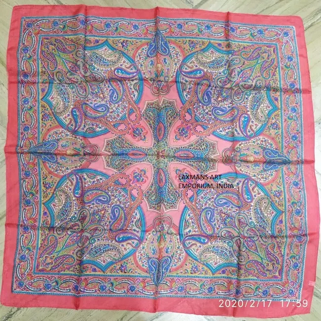 อินเดียออกแบบผ้าไหมพิมพ์ผ้าพันคอสี่เหลี่ยม