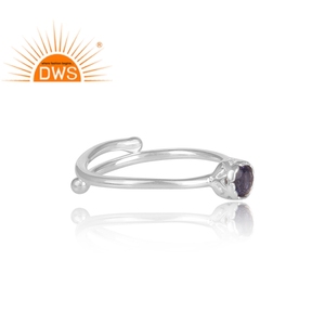Natural Round Cut Iolite Gemstone <b>Ring</b> Jewelry Manufacturer <b>Indian</b> Handmade Silver Jewelry Supplier - Product Image 3