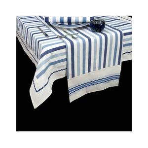 Nappe multi-rayures en coton biologique, noir et blanc, prix bon marché, pour Table, en coton certifié - Product Image 3