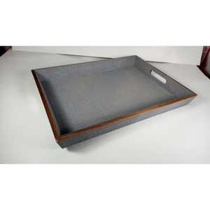 Premium Quality Taupe Color 0.53x0.37x0.06 Home Decoration Veneer Edges Tampered Faux Shagreen Tea <b>Tray</b> from Vietnam - Product Image 4