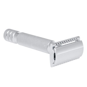 Maquinilla de afeitar de seguridad con mango de doble filo tradicional para afeitar en húmedo peluquero aleación de acero inoxidable cromado Punta de hoja de belleza afilada - Product Image 1