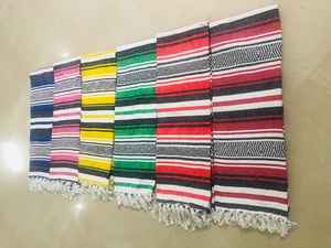 Mexican Striped Woven Yoga <b>Blanket</b>-Polyester/Cotton ISO9001 Certified Flame Retardant for Outdoor Spaces-Handcrafted Skilled - Product Image 4
