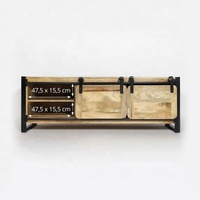 Meuble TV AKKU ART moderne en fer et bois massif avec porte coulissante NOIR/NATUREL, finition personnalisée, garantie 1 an, salon, maison
