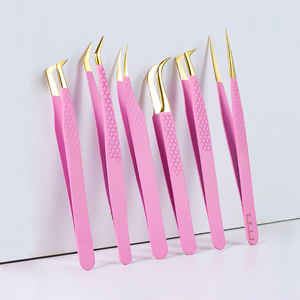 Pincettes en acier inoxydable plaqué 90 degrés, pince à épilation de cils avec poignée en diamant, personnalisable, accessoires de maquillage - Product Image 1