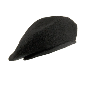 Custom Black 90% Wool Knitted <b>Beret</b> Caps Real Leather Binding Hand Embroidery Stylish Character Design Durable for Casual - Product Image 1