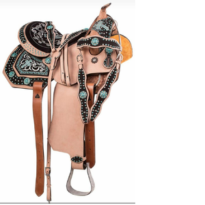 Selle australienne en cuir de conifère sur mesure, selle islandaise, avec motifs embossés et décorations pour l'équitation - Product Image 1
