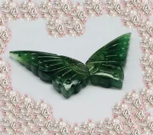 最佳外观绿色电气石蝴蝶雕刻宝石光滑松散凸圆形宝石25x30尺寸吊坠时尚宝石