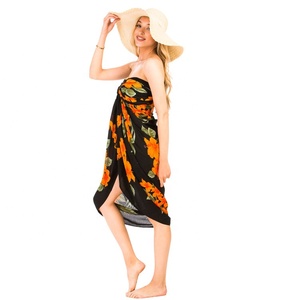 Pareo de Playa de Rayón para Mujer, Estampado Floral de Orquídeas, Túnica Ligera para la Playa - Product Image 5