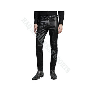 Men's Real Leather Slim Fit <b>Winter</b> Stand Collar Comfortable Waterproof Zipper Pants - Product Image 2
