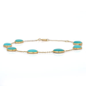 Elegante 100% Turquesa Natural Hecho a mano 18K Oro amarillo sólido Clásico Fino Jewelry-18K amarillo sólido Cadena de eslabones de oro Bodas - Product Image 3