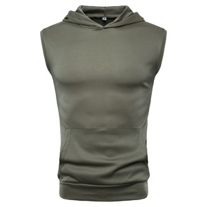 Camisetas sin Mangas con Capucha para Hombre, para Entrenamiento, Gimnasio, con Bolsillos, Transpirables, de Secado Rápido, Ecológicas, de Poliéster/Algodón, Personalizables - Product Image 1