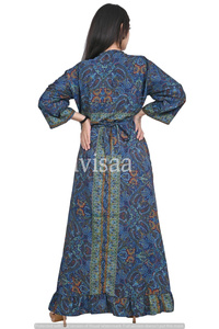 Robe d'été longue à fleurs pour femmes, fendue sur le côté, style Boho, Design à col en v, magnifique imprimé Floral, tendance 2022 - Product Image 3